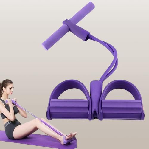 Yoga pedal puller resistance band with foam handles and pedals
