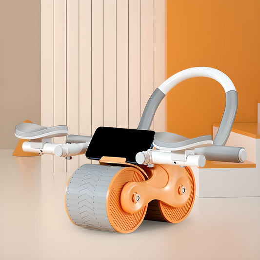 Abdominal exercise roller with dual wheels